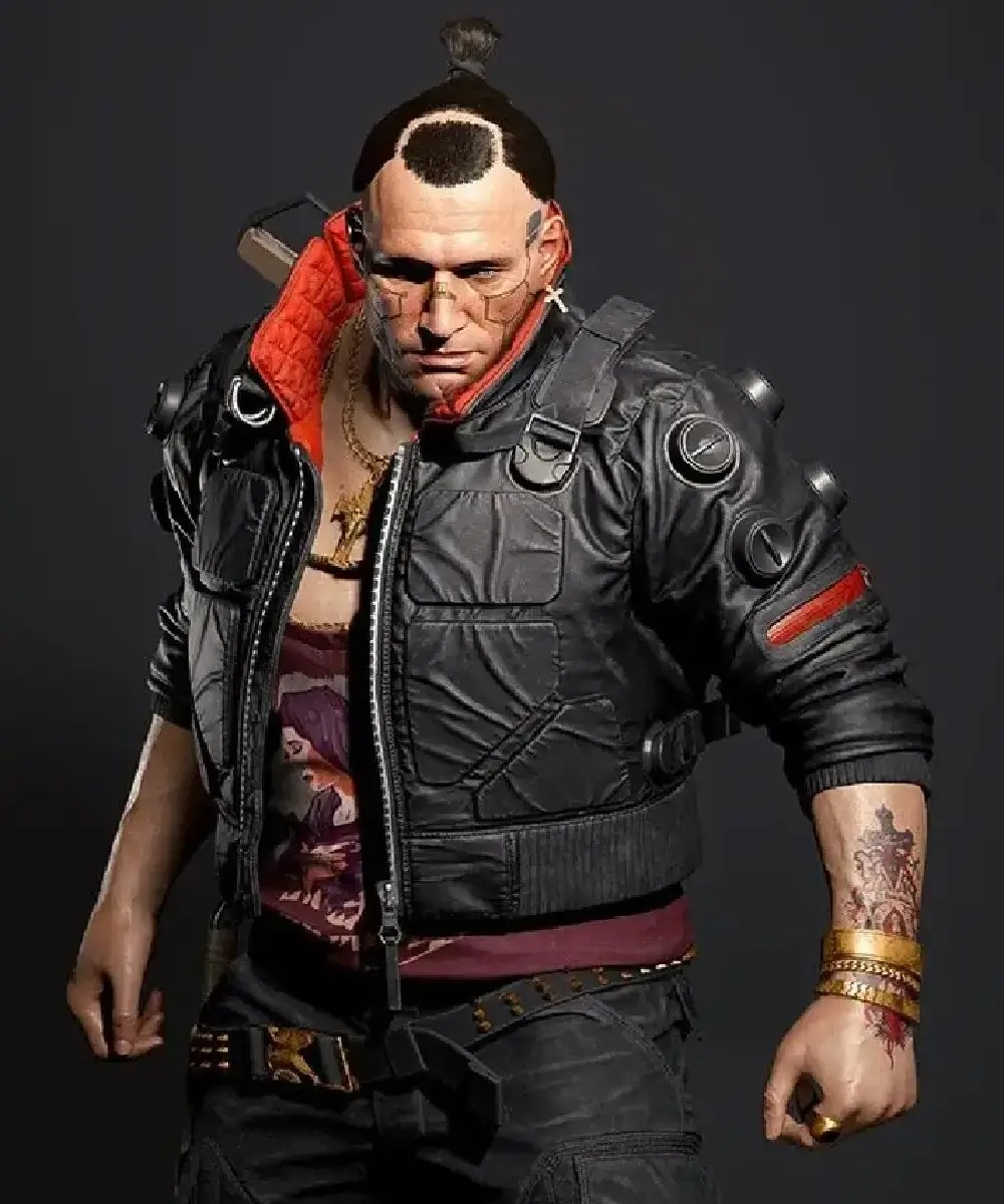 Cyberpunk 2077 Jackie Welles Bomber Leather Jacket – Iconic Cosplay Outerwear for Men