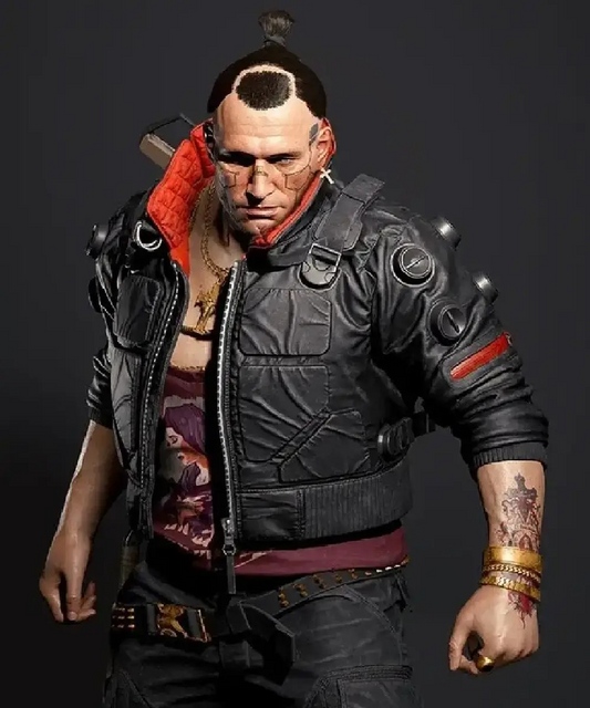 Cyberpunk 2077 Jackie Welles Bomber Leather Jacket – Iconic Cosplay Outerwear for Men