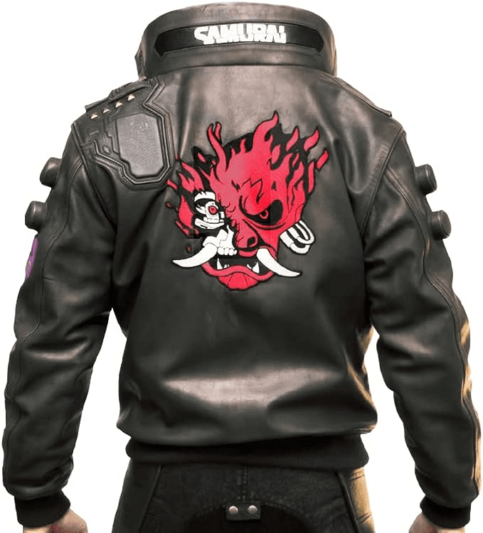 Original 2077 Samurai Emblem Cyberpunk Bomber Jacket for Men