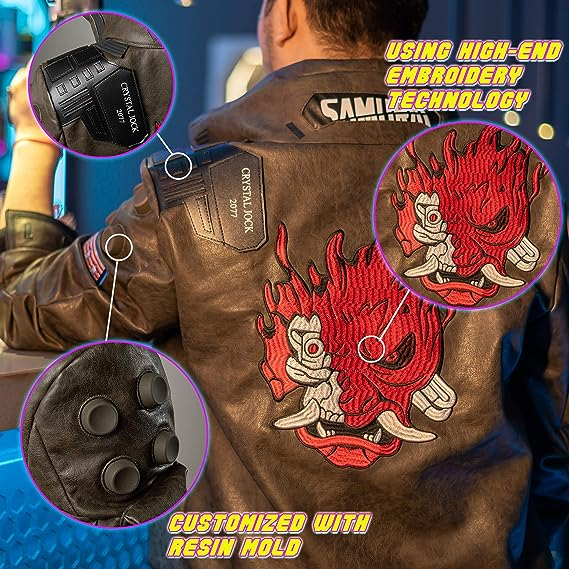 Cyberpunk 2077 Samurai Leather Bomber Jacket for Men